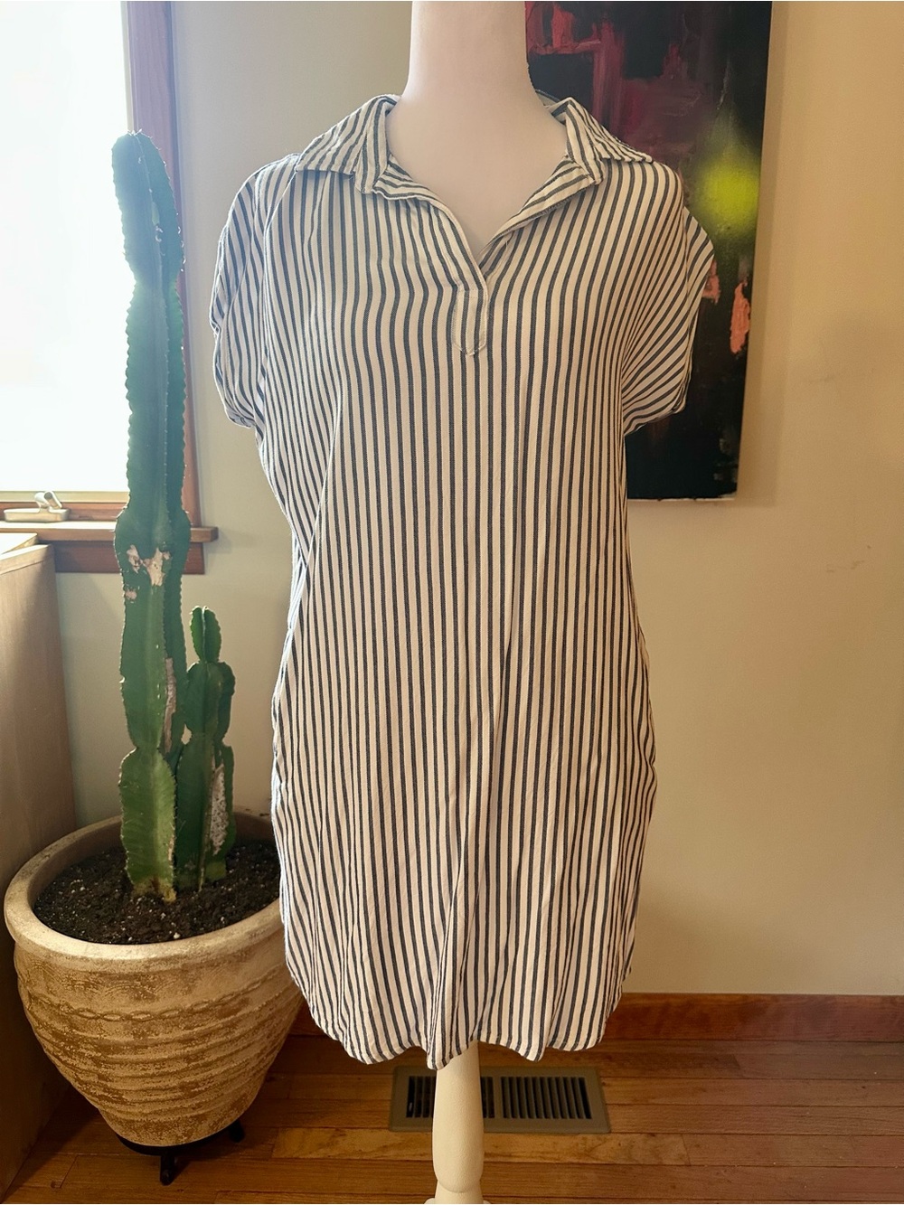 Thread & Supply Navy and White Striped Shirt